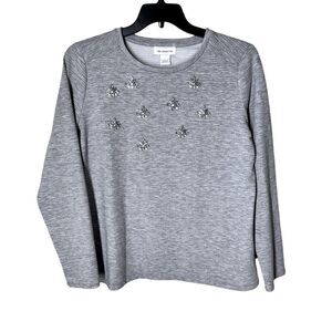 Liz Claiborne Crystal Rhinestone Top Women’s Large Long Sleeve Bling Tee